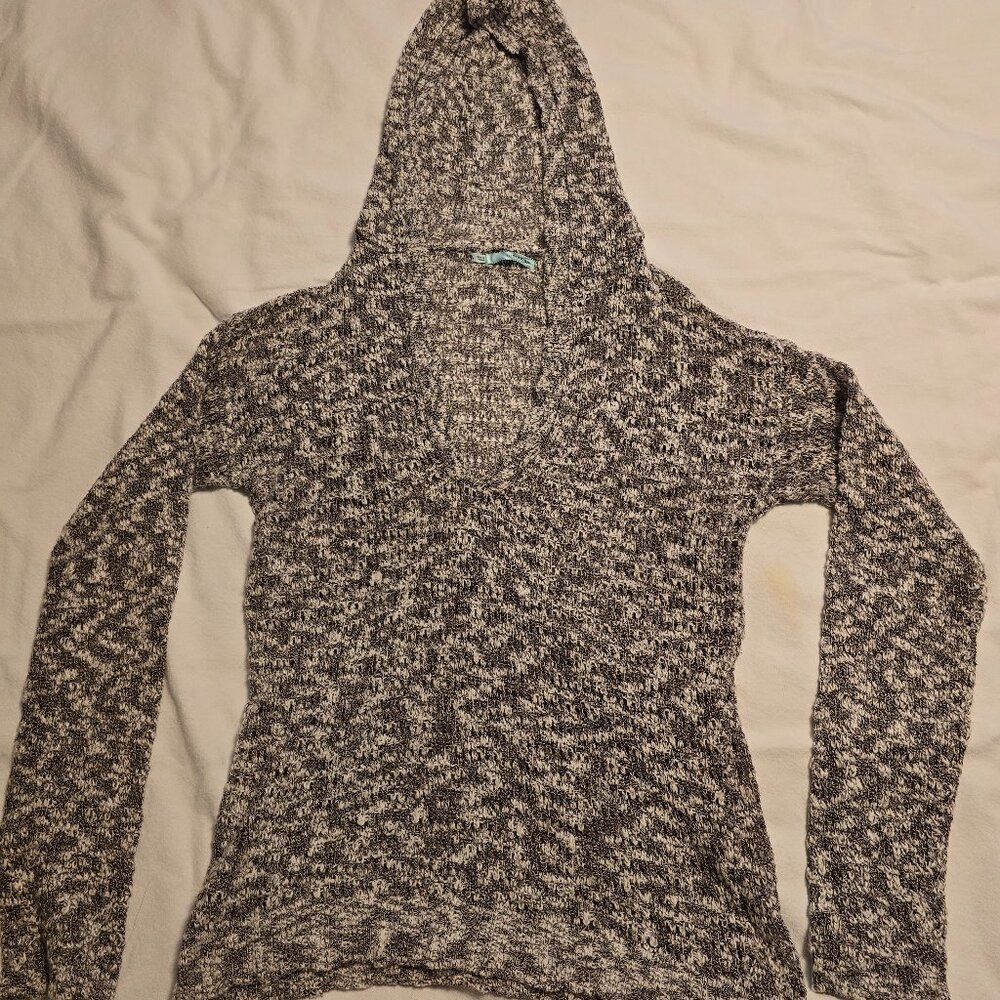 Maurices brown/cream Knit Hooded Sweater Long-Sleeves